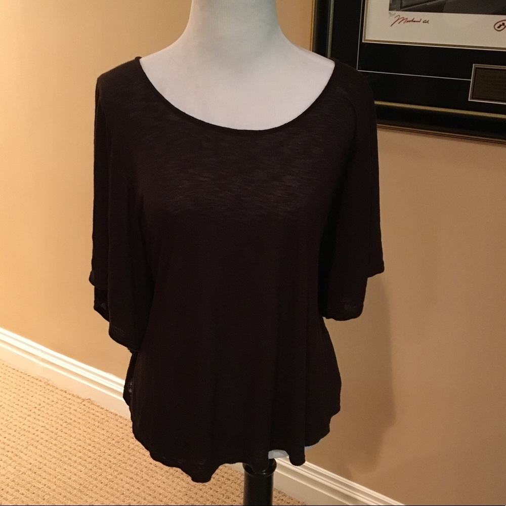 Cute brown burned out top w/slouched arms.